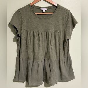 Time and Tru Women's Short Sleeve Tiered T-Shirt